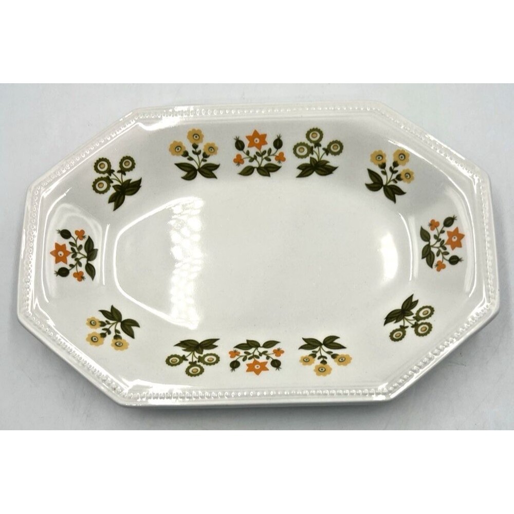 Vintage Gravy Boat Plate Heritage Posy Johnson Brothers Relish Tray England 8”